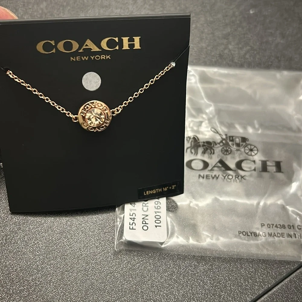 Coach Open Circle Stone Necklace Rose gold - Picture 2 of 2